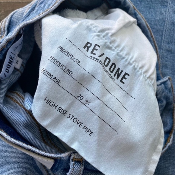 RE/DONE High Rise Stove Pipe Jeans in Light Stone Straight Crop - Picture 11 of 13